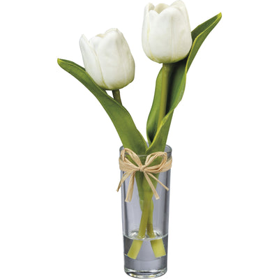 Cream Mini Tulip 8.5" H Faux Florals In Vase