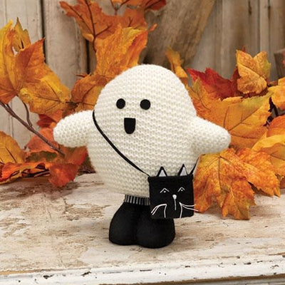 💙 Halloween Knit Ghost Figure with Kitty Bag