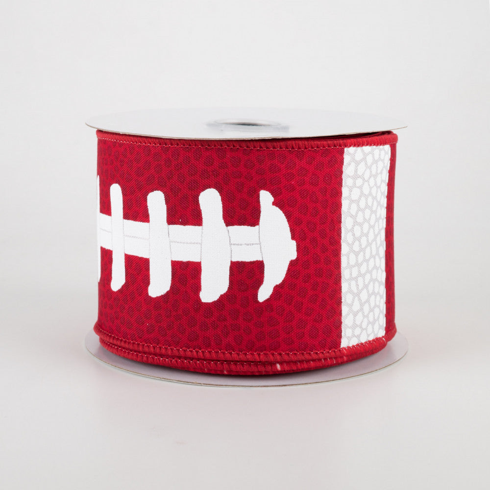 Football Laces Red & White Ribbon 2.5" x 10 yards