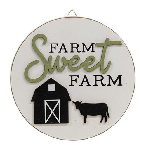💙 Farm Sweet Farm Round Easel Sign