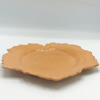 Studio Art Peach Leaf Shaped Pottery Plate Made in France