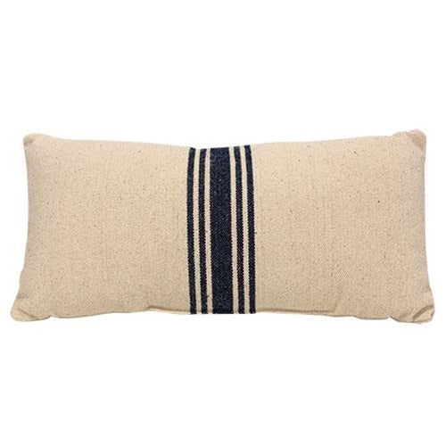 Grain Sack Cream and Navy Stripe Long Pillow