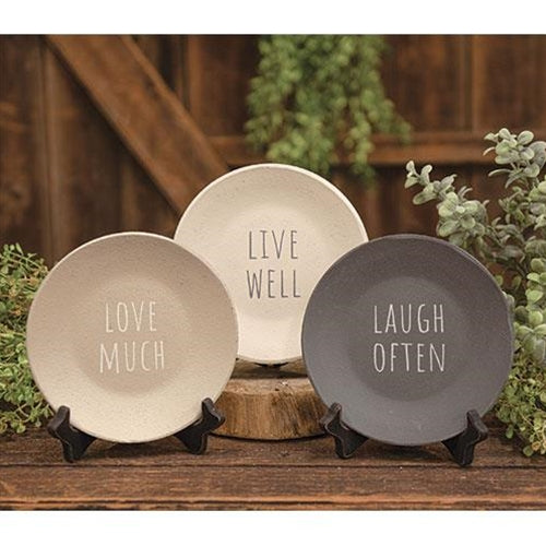 Set of 3 Farmhouse Decorative Plates - Live Well Laugh Often Love Much