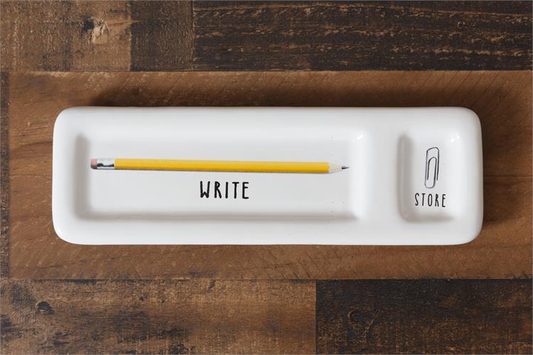 Write and Store Ceramic Desk Organizer Pencil and Paperclip Tray