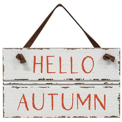 Hello Autumn Sign w/ Suede Hanger