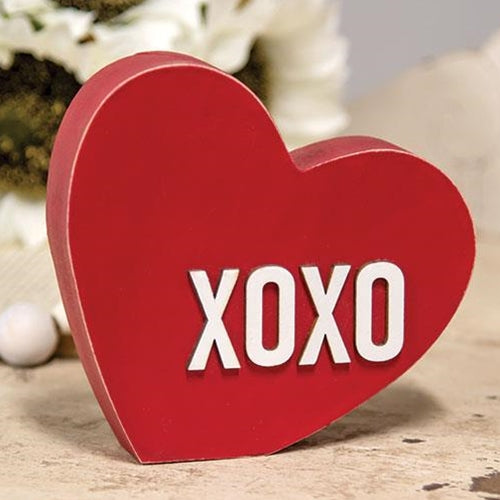 💙 Chunky XOXO Heart Sitter 4.25" H