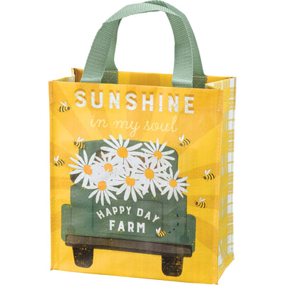 💙 Sunshine in My Soul Happy Day Farm Daisy Truck Market Tote Bag