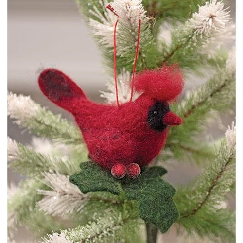 Fuzzy Red Cardinal Ornament