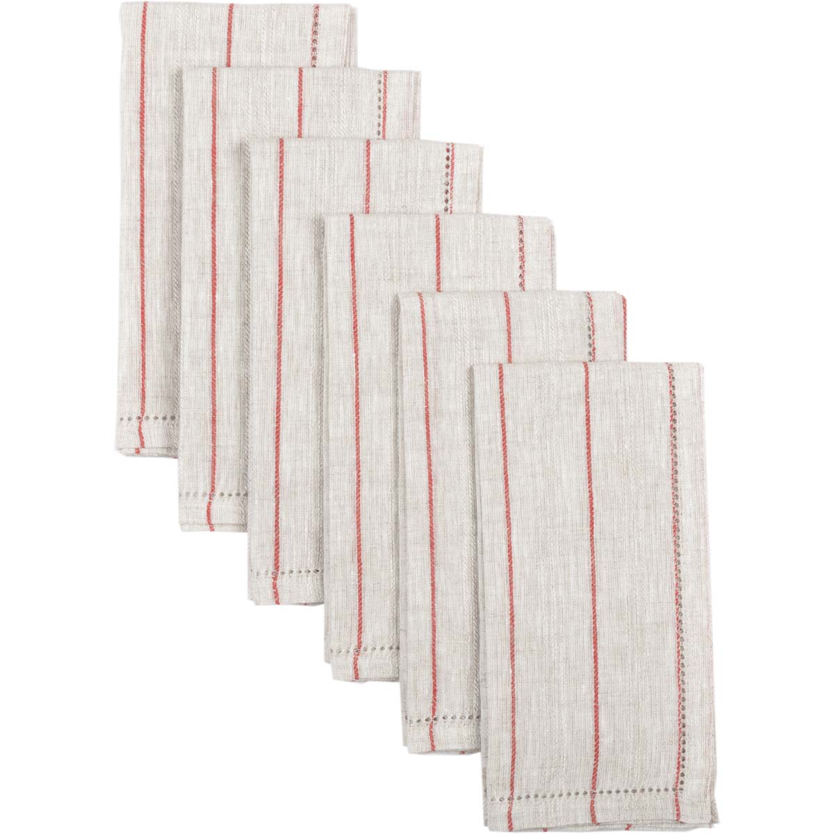 Set of 6 Charley Red Striped Napkin