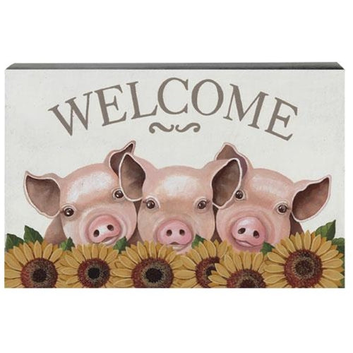 Piggies & Sunflowers Welcome Box Sign