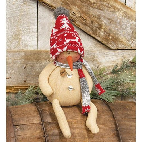 Oscar the Snowman Plush in Red & Grey Hat and Scarf