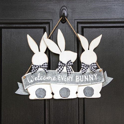 💙 Welcome Every Bunny Metal Hanging Sign