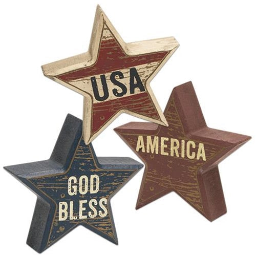 Set of Three USA God Bless America Star Sitters