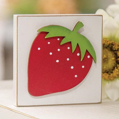 💙 Summer Strawberry Mini Square Block Sign