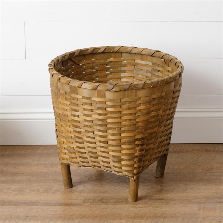 Chipwood Basket With Wooden Legs