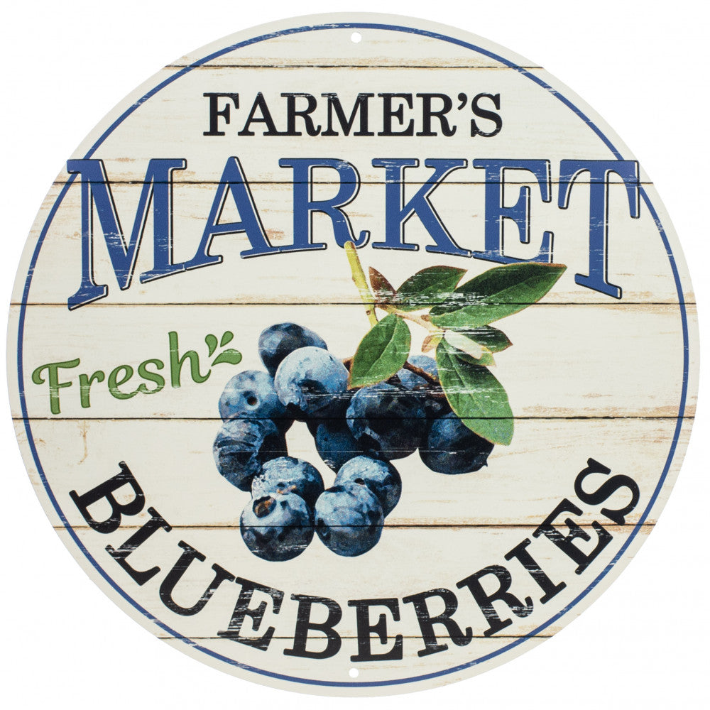 Farmer's Market Fresh Blueberries Round 12" Sign