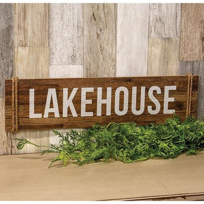Wooden Lakehouse 20" Rustic Sign