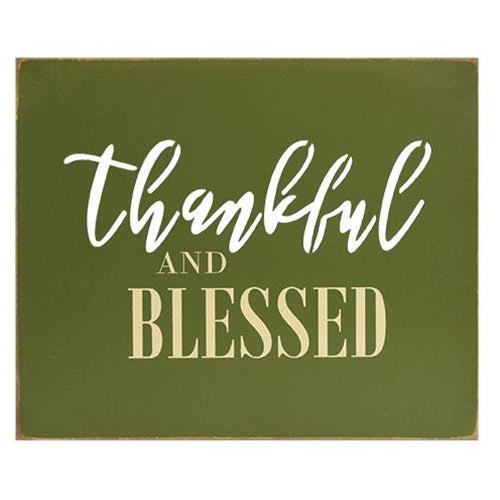 Thankful & Blessed Cutout Wood Sign