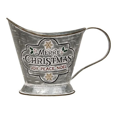 Merry Christmas Decorative Metal Coal Bucket