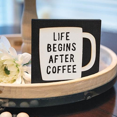 Life Begins After Coffee 4.5" Square Block