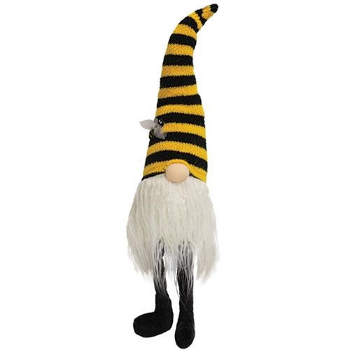 Gnome with Bumble Bee Striped Hat with Dangle Legs