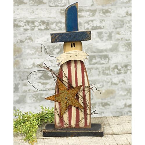 Striped Uncle Sam Striped Wooden 18" Figure