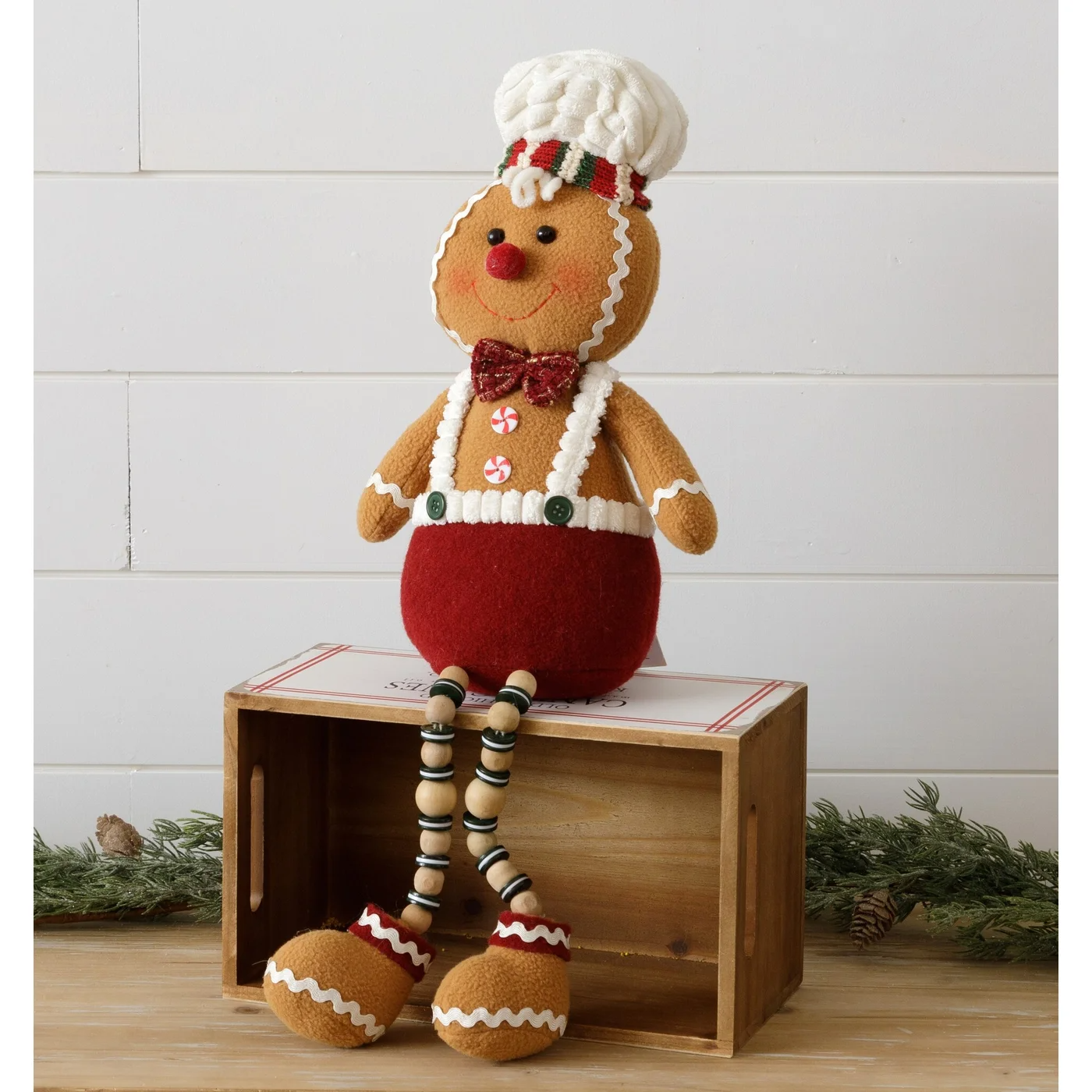 Gingerbread Man Shelf Sitter Figure with Wooden Bead Legs