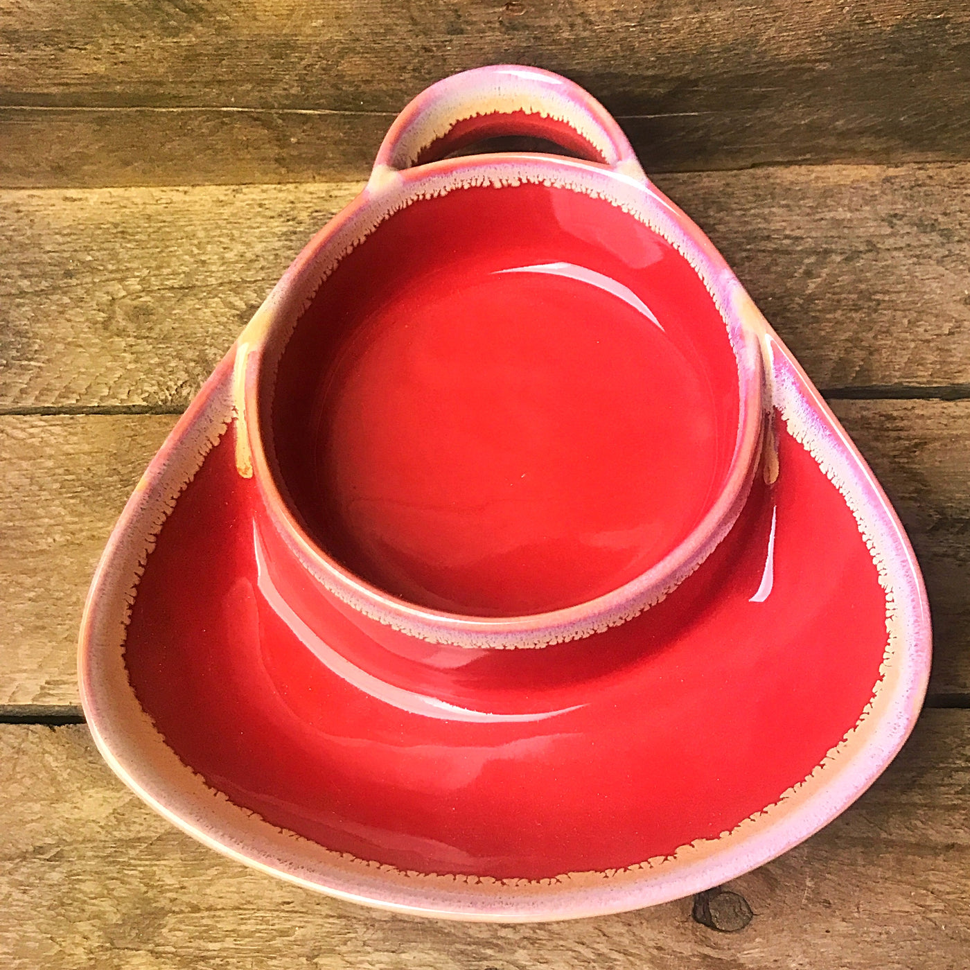 LTD Commodities Soup & Crackers, Chip & Dip Drip Glaze Burnt Red Bowl