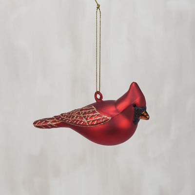 💙 Cardinal Glitter Wings Glass Ornament