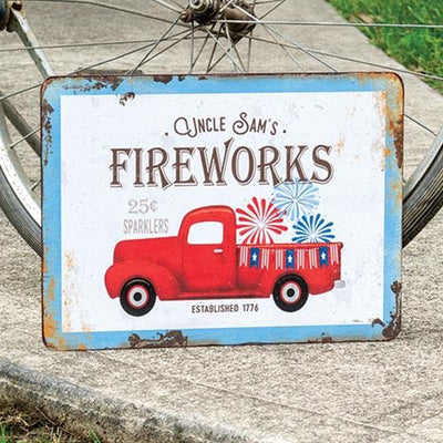 💙 Uncle Sam's Fireworks Truck Rustic Metal Sign