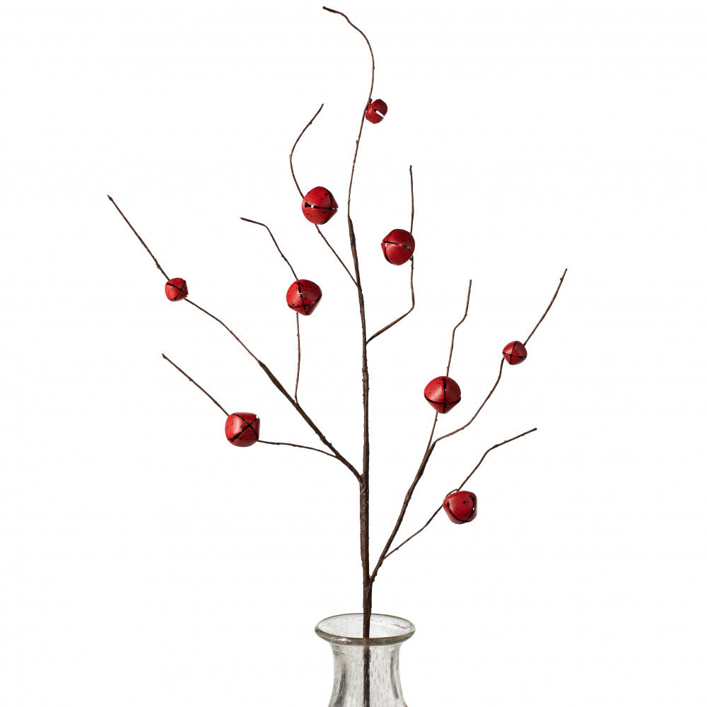 Red Jingle Bell Curly Twig 30" Spray