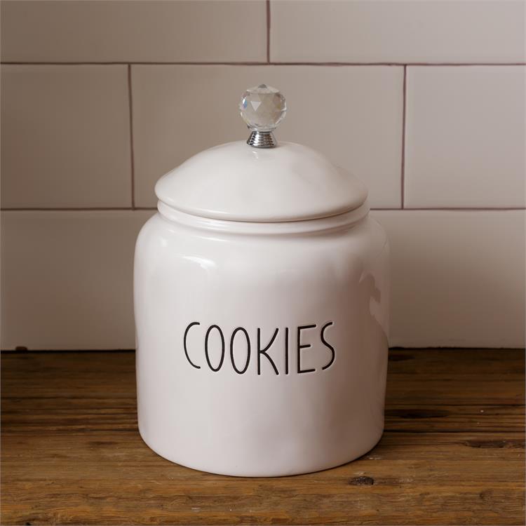 COOKIES White with Black Text Canister Cookie Jar