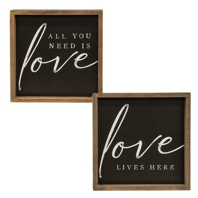 Set of 2 Love Themed Chalkboard Look Framed Signs