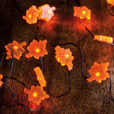 Fall Leaf Shaped 20 ct Mini Lights 6 hr Timer Battery Powered