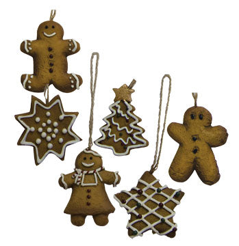 Set of 6 Mini Gingerbread Cookie Ornaments