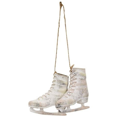 🎄💙 Distressed White Ice Skates Ornament