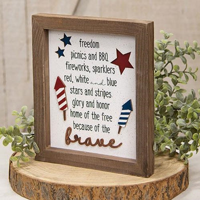 Freedom Picnics and BBQ 9" 4th of July Shadowbox Frame