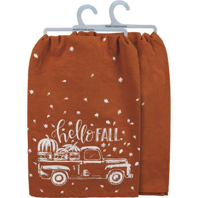 💙 Hello Fall Truck with Pumpkins Dish Towel