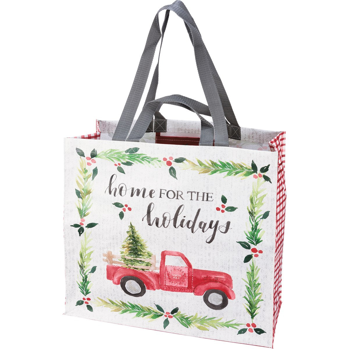 Home For The Holidays Red Truck With Tree Christmas Market Tote Bag