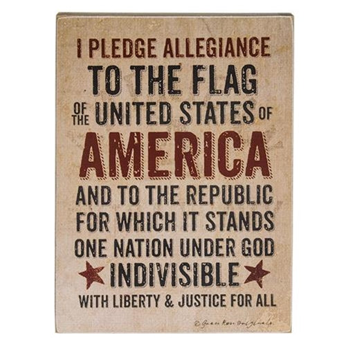Pledge of Allegiance to the Flag Wooden Box Sign