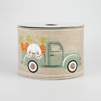 Pickup Truck With Bunny Ribbon on Natural 2.5" x 10 yards
