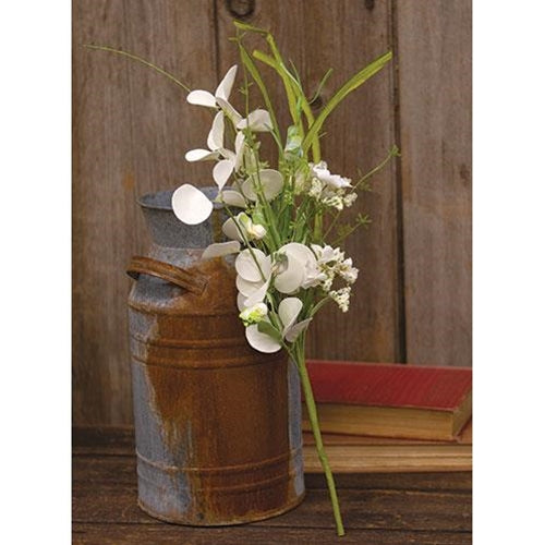 White Wild Flowers and Silver Dollar 18" Faux Floral Spray