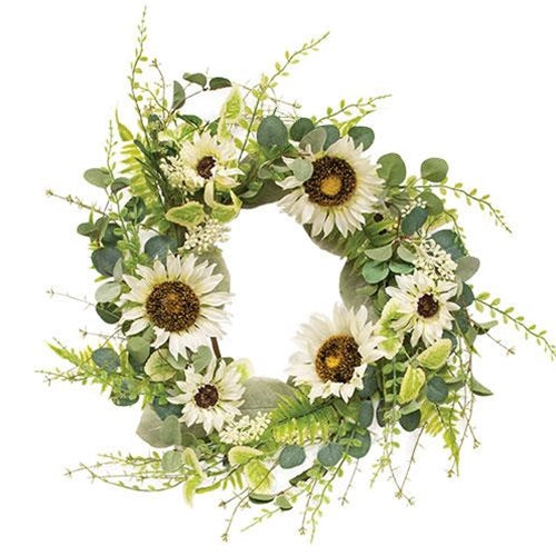 Cream Sunflower 22" Faux Floral Wreath