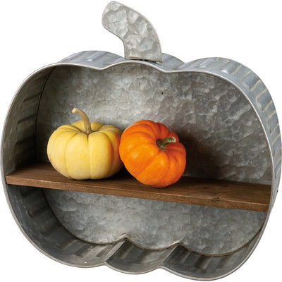Galvanized Metal Pumpkin Shaped Small Shelf