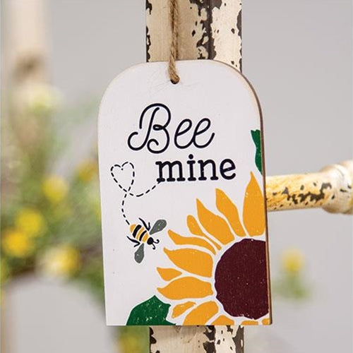 Bee Mine Sunflower & Bee Wooden Tag