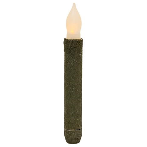 💙 Green Textured 6" LED Timer Taper Candle