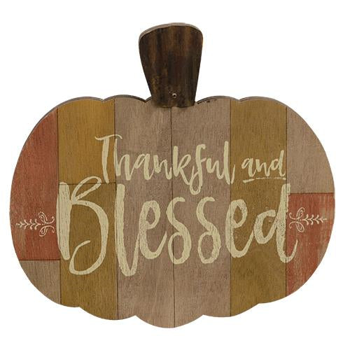 Thankful & Blessed Pumpkin Sign