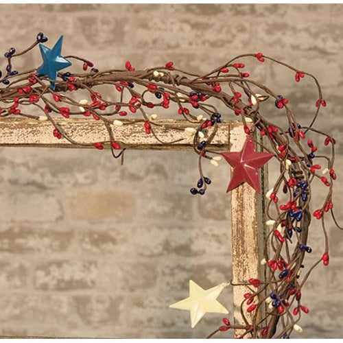 💙 Americana Pip with Stars Red White Blue 5 ft Garland