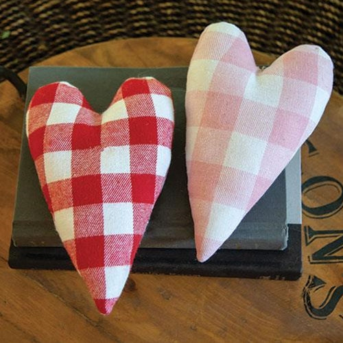 💙 Set of 2 Buffalo Check Heart Pillow Ornaments