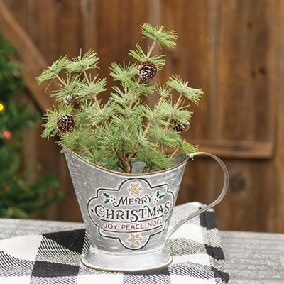 Merry Christmas Decorative Metal Coal Bucket